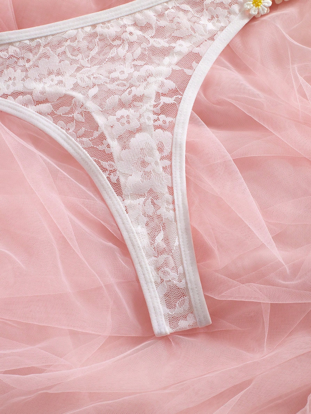 Women's Sexy Sheer Hollow Lace Floral Embroidered Daisy Underwire Bridal Lingerie Set
