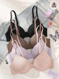 4pcs Women's High Quality Underwire Casual Comfortable Push-Up Bra Set