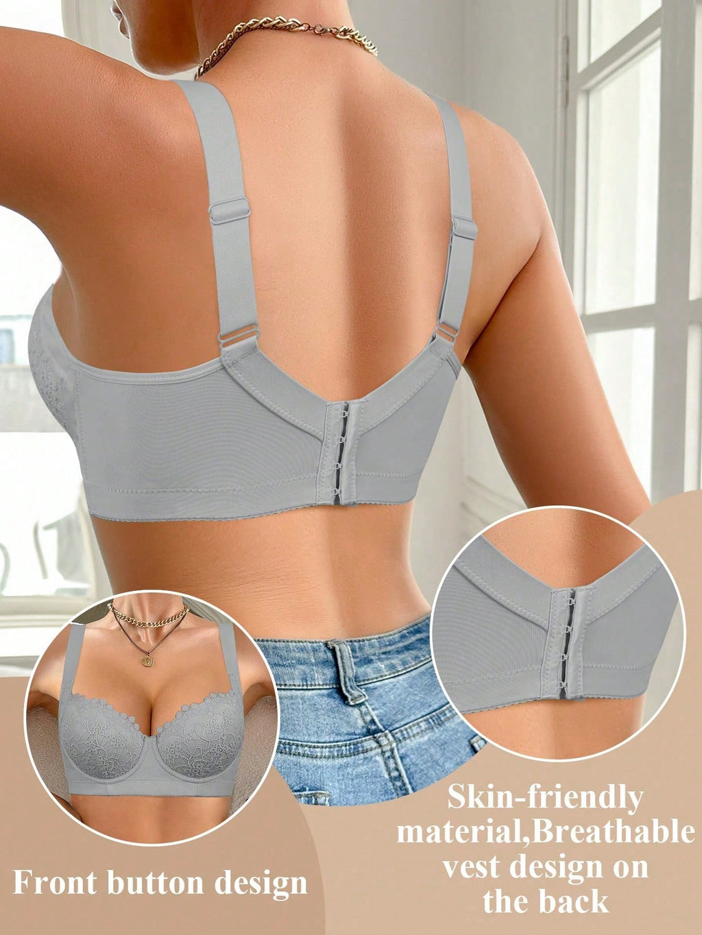 5pcs/Set Multicolor High Quality Sexy Lace Bras, Comfortable Underwire Push-Up Bras For Women