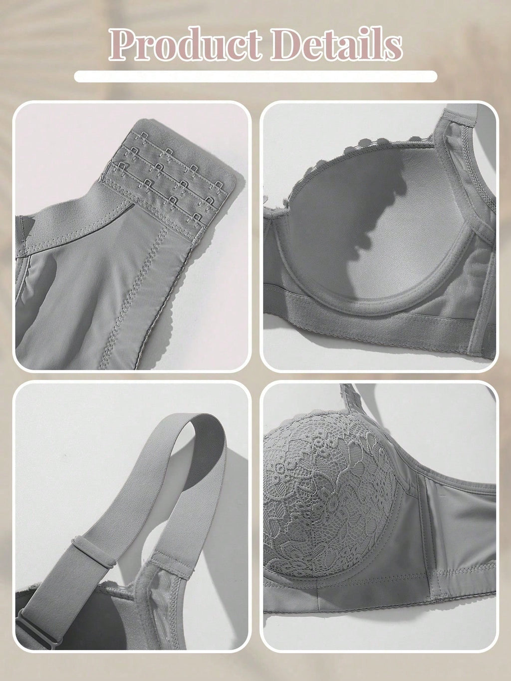 5pcs/Set Multicolor High Quality Sexy Lace Bras, Comfortable Underwire Push-Up Bras For Women