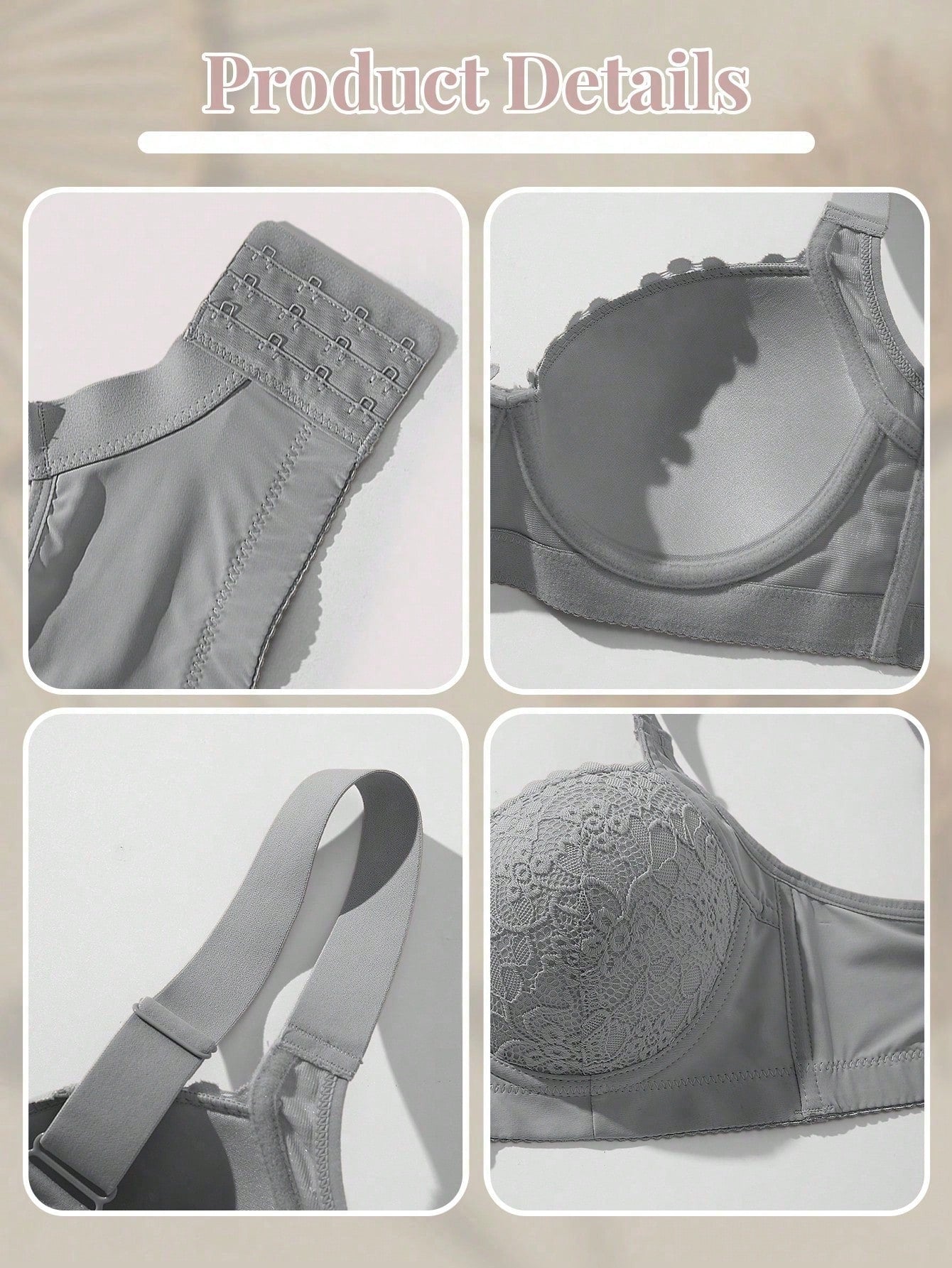 5pcs/Set Multicolor High Quality Sexy Lace Bras, Comfortable Underwire Push-Up Bras For Women