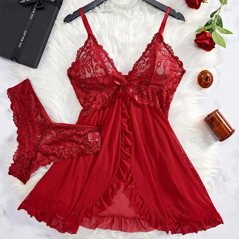 1 Set Plus Size Lace Briefs Nightdress