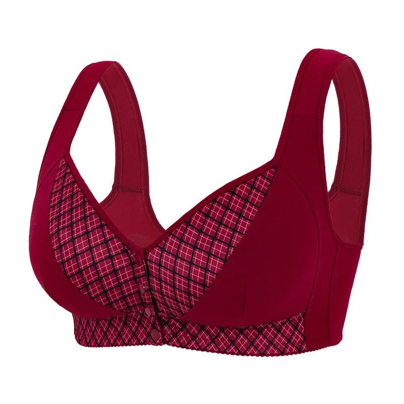 3 Pc Set Closure Wireless Bra Printed Wide Straps