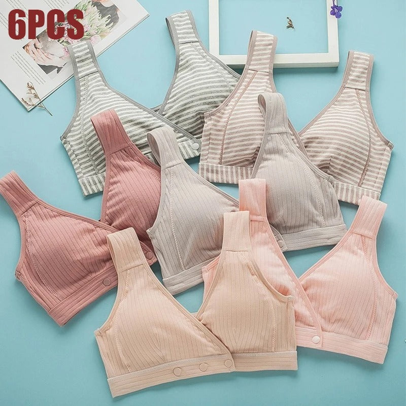 2PCS Women's Summer Cotton Thin Clustering Buckle Bra
