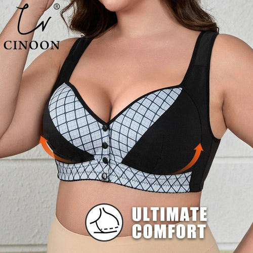 3 Pc Set Closure Wireless Bra Printed Wide Straps