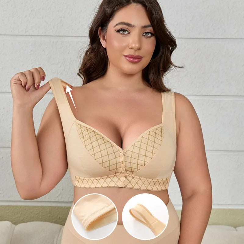 3 Pc Set Closure Wireless Bra Printed Wide Straps