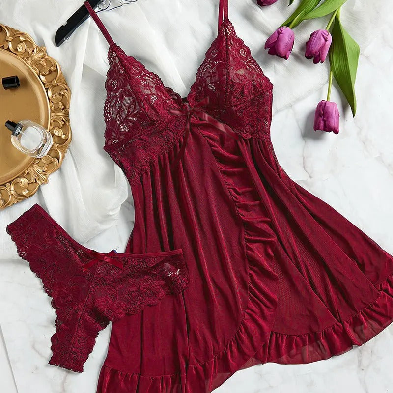 1 Set Plus Size Lace Briefs Nightdress