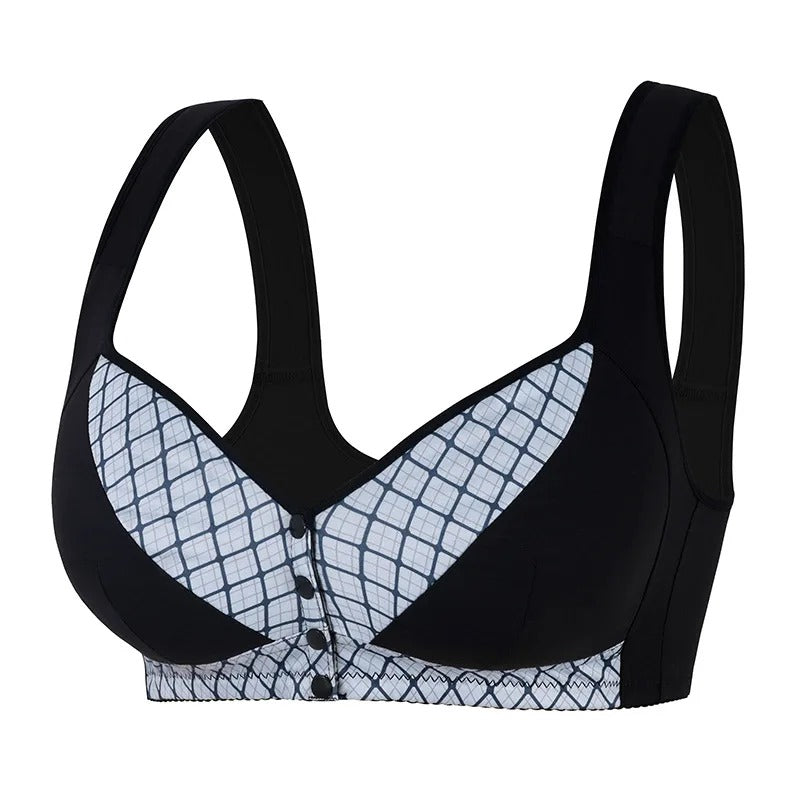 3 Pc Set Closure Wireless Bra Printed Wide Straps
