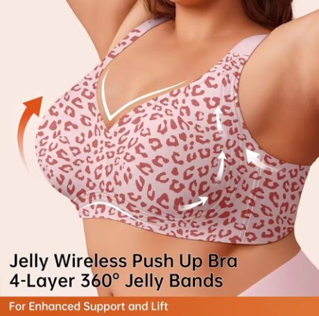 Pack of 6 Bra Leopard Jelly No Underwire Push Up Wireless